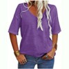 Imily Bela Women's Casual V Neck Half Sleeve Oversized T Shirt Solid Color Basic Top - 2 of 4