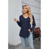Coolmee Women's V Tops Long Sleeve Shirts Casual Fall Winter Tunics Pleated Fashion Shirts - 4 of 4