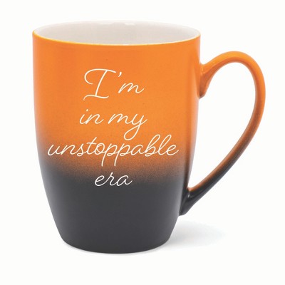 Elanze Designs In My Unstoppable Era Two Toned Ombre Matte 10 ounce New Bone China Coffee Tea Cup Mug For Your Favorite Morning Brew, Orange and Black