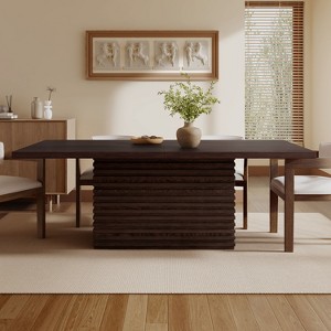84" Coad Rectangular Dining Table, Pillar Base Design, Seats 6-8, Versatile Use, Light Natural-- Frevyn - 1 of 4