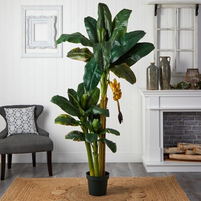 6ft Green Silk and Plastic Triple Stalk Banana Tree