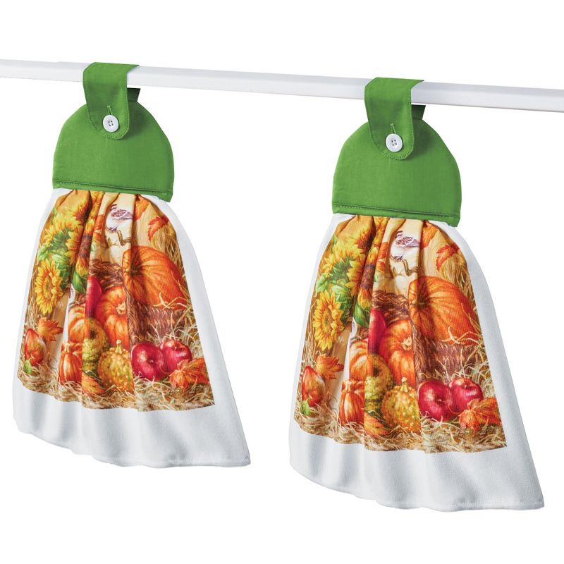 Collections Etc Dona Gelsinger Bountiful Harvest Kitchen Towels - Set of 2, 1 of 3
