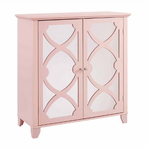 Winter Rose Large Cabinet with Mirror Door Red - Linon