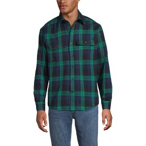 Lands' End Men's Long Sleeve RainDefense Flannel Shirt - 1 of 4
