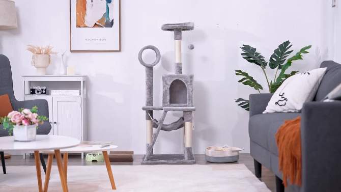 Yaheetech  51"H Cat Tower with Scratching Post for Kittens, 2 of 16, play video
