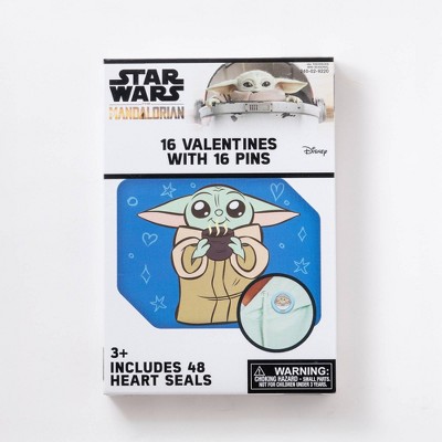 Paper Magic 16ct Star Wars the Mandalorian Pin Valentine's Day Exchange Cards