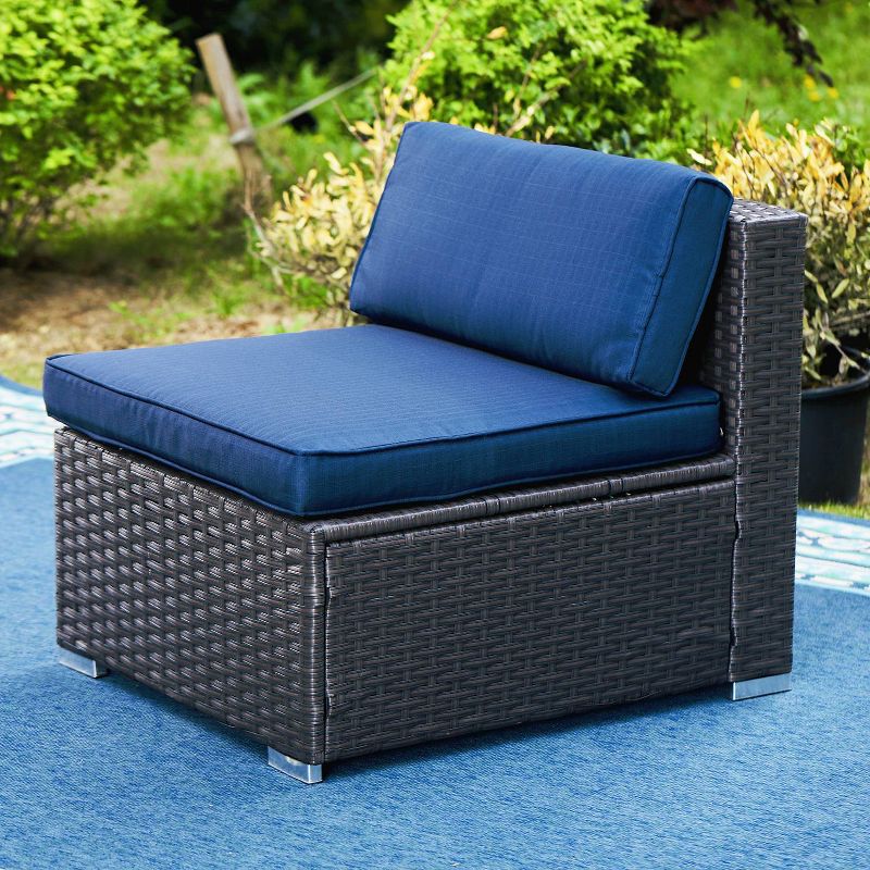 4pc Patio Wicker Sectional Set - Navy - Captiva Designs, 5 of 11