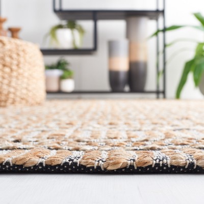 Navy and Natural Flat Woven Cotton Area Rug, 5' x 8'