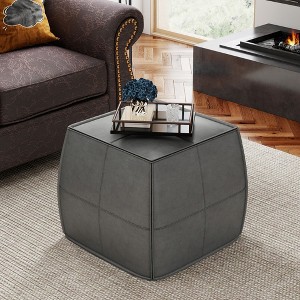 Kayamas 21" Ergonomic Genuine Leather Footrest,RectangleOttoman Brown - Support Feet & Relieve Sitting Fatigue - 1 of 4