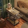 Side Table with 2 USB Ports and 2 Outlets, Flip Top End Table with Drawer and Storage Shelves, End Stand with Charging Station - 2 of 4