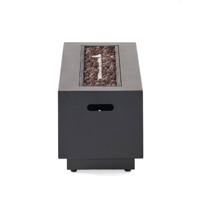 Wellington Dark Gray Rectangular Gas Fire Pit Table