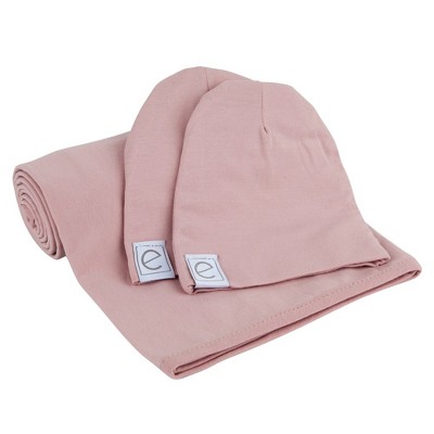 Image of Ely's & Co. Jersey Cotton Spandex Swaddle Blankets 40"x40" with with Beanie Gift Set - Lavender
