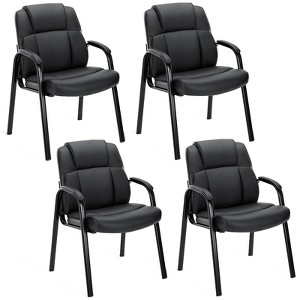 JIONJOY Office Guest Chair Faux Leather Executive No Wheels Set of 4| Black - 1 of 4