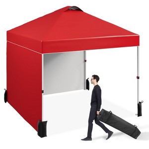 10 x 10 Pop Up Canopy, All Season Instant Canopy with 2 Sidewalls and Vented Roof, Wheeled Carry Bag and Sandbag for Camping, Picnic, Party - 1 of 4