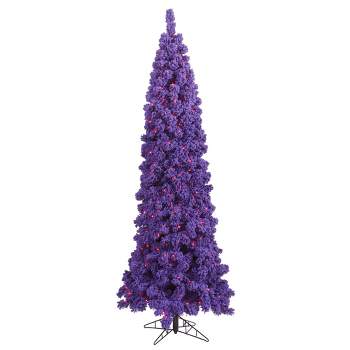Vickerman Flocked Purple Pencil Fir Artificial Christmas Tree