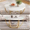 Syemin End Tables Modern Round Coffee Table, 2 Tier Coffee Table Circle Center Table Tea Table for Living Room, Beige, 31.69"*31.69"*17.32" - 4 of 4