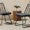 Outdoor PE Rattan Armless Dining Chairs Set of 2,Leaf Style Backrest Chair with Cushion,Wicker Garden Dining Chair for Backyard,Deck-Coolbibila - 3 of 4