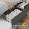 Full Bed Frame, Linen Upholstered Platform, Headboard and 2 Storage Drawers, Strong Metal Slats, Noise Free Mattress, No Box Spring Needed, Grey - 4 of 4