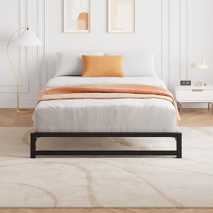 Flat Bed Frame, Sturdy Metal Platform with Box-Free Design, No-Tool Assembly, Space-Saving Low Profile, Underbed Storage & Modern Minimalist Style - 1 of 4