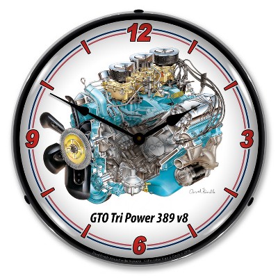 Collectable Sign & Clock | GTO Tri Power V8 LED Wall Clock Retro/Vintage, Lighted