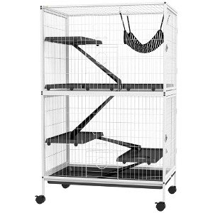 SKYONE 50" Steel Rolling Small Animal Cage with Hammock, 2 Doors, Removable Tray - for Ferrets, - 1 of 4
