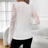 Women's Shirt Lace Long Sleeve Top V-Neck Rhinestone Elegant Blouse - 4 of 4