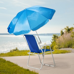KTMBDW Folding Beach Chair with Umbrella for Adults, Lightweight Porable Camping Chair with 265lbs Capacity for Travel Picnic Concert & Outdoor - 1 of 4