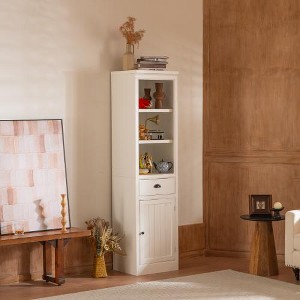ACEPANO 75 in. H Modern Wooden Decorative Storage Cabinets with 1 File Drawer For Hallways, Home & Office-White - 1 of 4