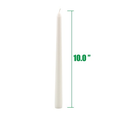 Elegant White Paraffin Wax 10" Dripless Taper Candles, 30-Pack