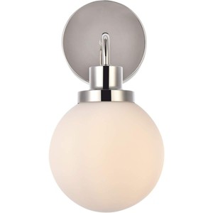 Elegant Lighting Hanson 1 light bath sconce in polished nickel with frosted shade - 1 of 4
