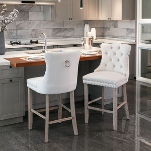 NicBex Dining Chairs Set of 2 Bar stool Upholstered Chair Contemporary Velvet Barstools with Button Tufted Decoration and Wooden Legs - 1 of 4