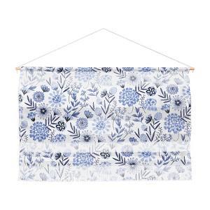 47"x32" 3pc Pimlada Phuapradit Blue And White Floral Wall Hanging Landscape Tapestries Blue - Deny Designs - 1 of 4