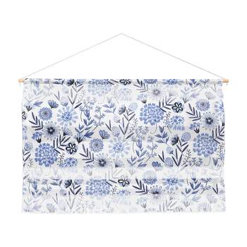 47"x32" 3pc Pimlada Phuapradit Blue And White Floral Wall Hanging Landscape Tapestries Blue - Deny Designs