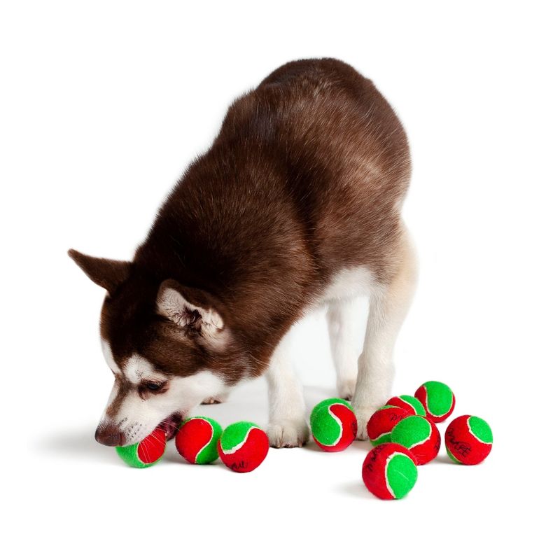 Midlee 1.5" Mini Squeaker Christmas Dog Tennis Balls - Red/Green Pack of 12, 2 of 9