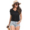 Womens Casual Solid Pullover Short Cap Sleeve V Neck Sweater Vest Openwork Knit Tank Top with Button Closure - 4 of 4