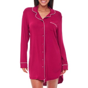 ADR Womens Sleep Shirt 100% Cotton Lightweight Night Shirt Pajama Button Down Top - 1 of 3
