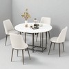 Space-Saving 5-Piece Round Extendable Dining Table Set with Faux Marble Top, Drop Leaves, 4 Upholstered Chairs, Modern Small Kitchen Furniture - 3 of 4