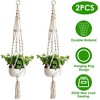 LakeForest "2Pcs Cotton Rope Plant Hangers 40in, 4-Leg Net Bags for Round or Square Pots 4-11in, Flowerpot Holders"White - 2 of 4