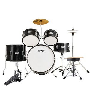 VEVOR Kids Drum Set,5-Piece,16 in Beginner Full Drum Set with Bass Toms Snare Floor Drum Throne Cymbal Hi-Hat Pedal and Two Pairs of Drumsticks,Black - 1 of 4