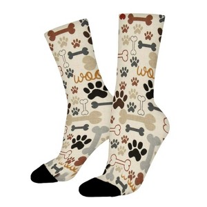 Dog Bones Paw Women Printed Crew Socks Funny Funky Socks Soft Polyester Novelty Gifts for Artists Men - 1 of 1