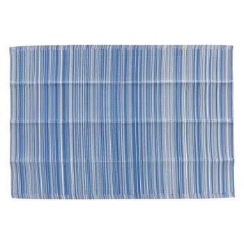 Juvale Plastic Straw Mat for Patio, Deck, Beach, Striped Indoor & Outdoor Patio Rug, Blue/White, 5x7 Ft