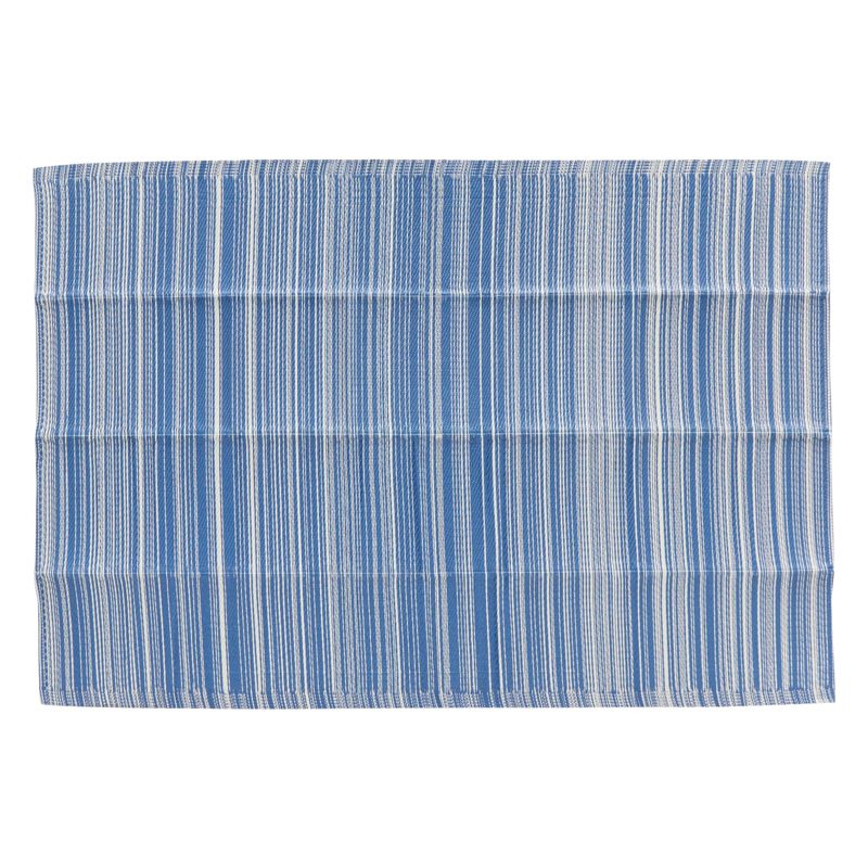 Juvale Plastic Straw Mat for Patio, Deck, Beach, Striped Indoor & Outdoor Patio Rug, Blue/White, 5x7 Ft, 1 of 7