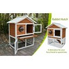 ORRD 58" Wooden Rabbit Hutch - Indoor/Outdoor Cage w/Waterproof Roof, Stairs & Cleaning Tray for Small Pets - 2 of 4