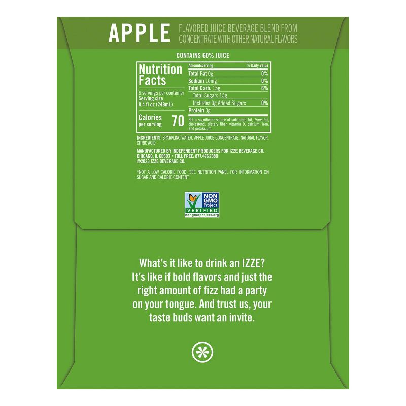 IZZE Apple Sparkling Juice - 6pk/8.4 fl oz Cans, 4 of 5