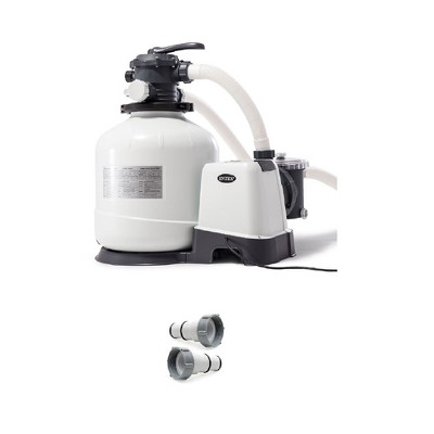 Intex Pool Sand Filter Pump w/ Automatic Timer & Replacement Hose Adapter