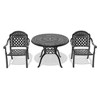 Akoasm 3-Pieces Aluminum Patio Dining Coffee Table Set With Umbrella Hole, Red Cushions-Black - 4 of 4