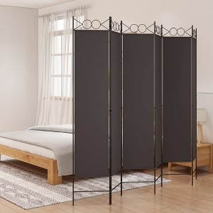 vidaXL 6-Panel Room Divider Brown 94.5"x78.7" Fabric - 1 of 4