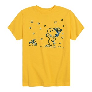 Boys' - Peanuts - Snow Snoopy And Woodstock Short Sleeve Graphic T-Shirt - 1 of 4