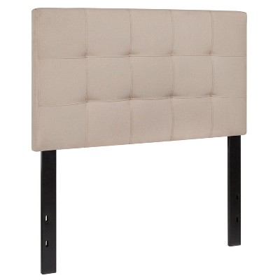Beige Twin Quilted Tufted Upholstered Headboard with Metal Legs