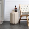 LuxenHome Outdoor Side Table for Patio, 17" Ivory White Pillar Round Cement End Table,Garden Stool, Accent Table for Indoor and Outdoor Off-White - 4 of 4